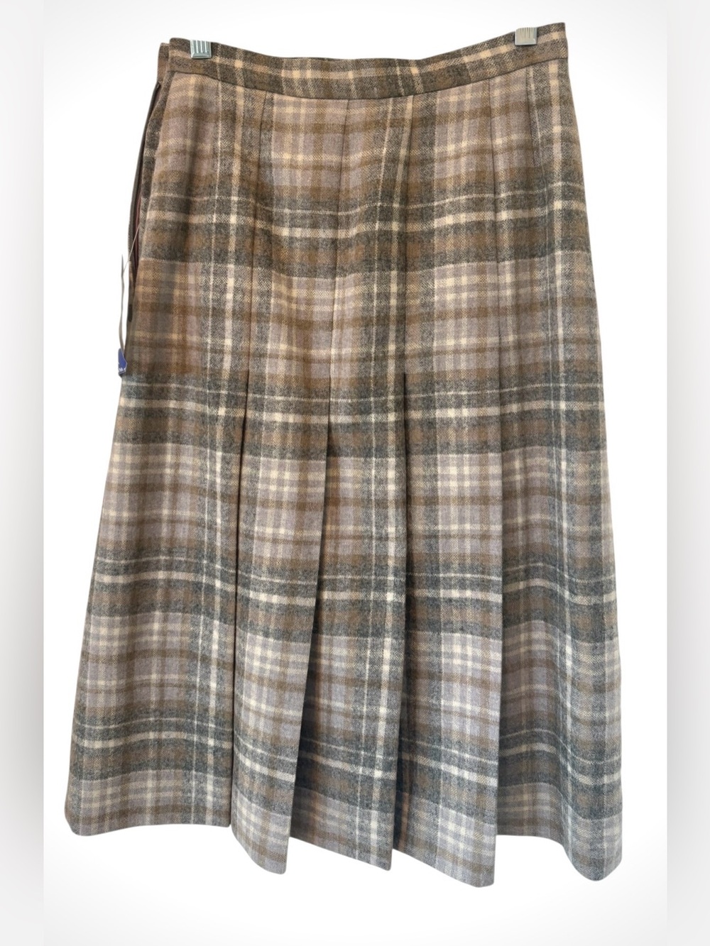 Jaeger Wool Plaid Pleated lined Midi Skirt US 8 Ralph Lauren Style Preppy NWT
